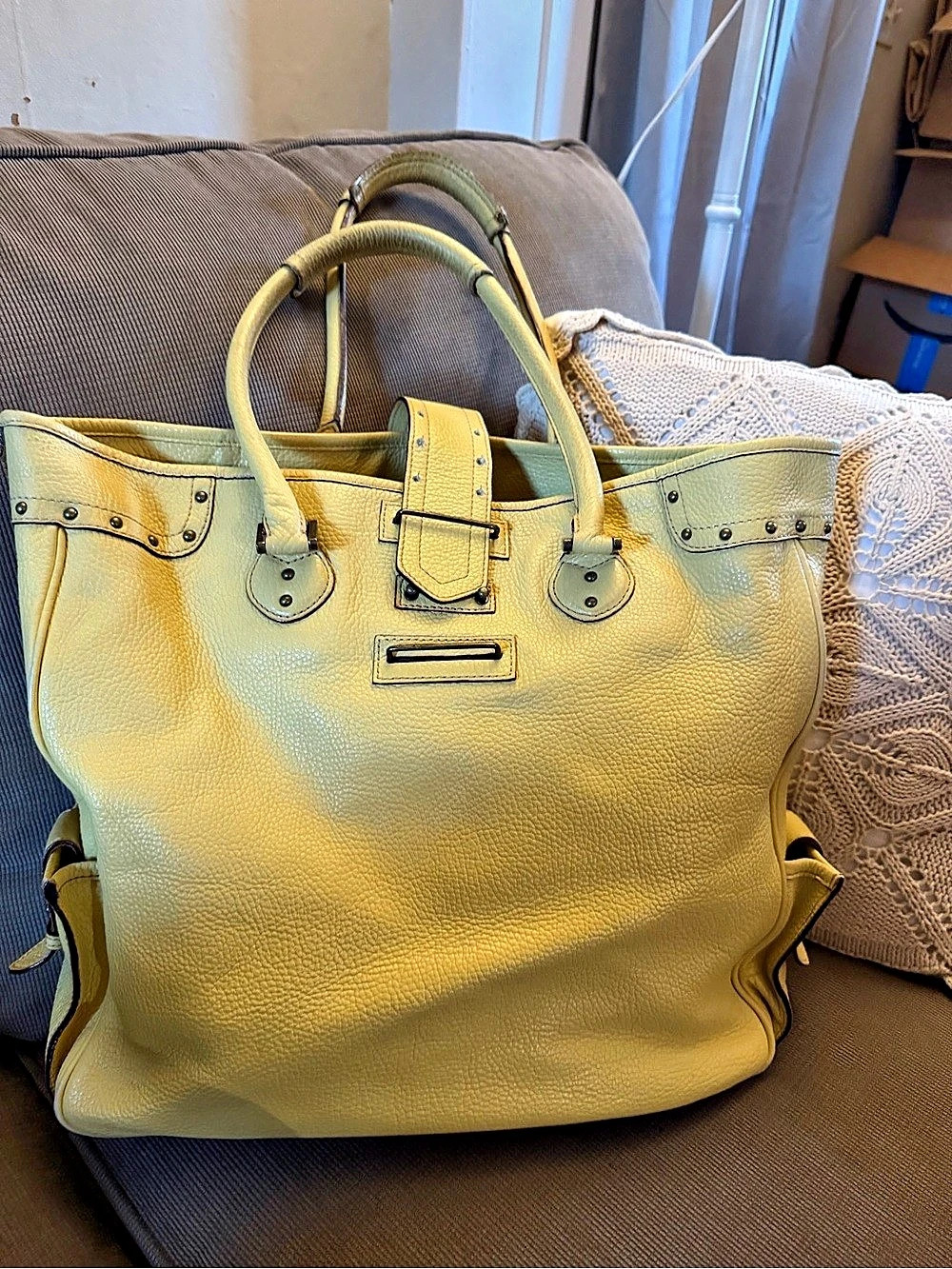 J. Crew Yellow Leather Tote Bag